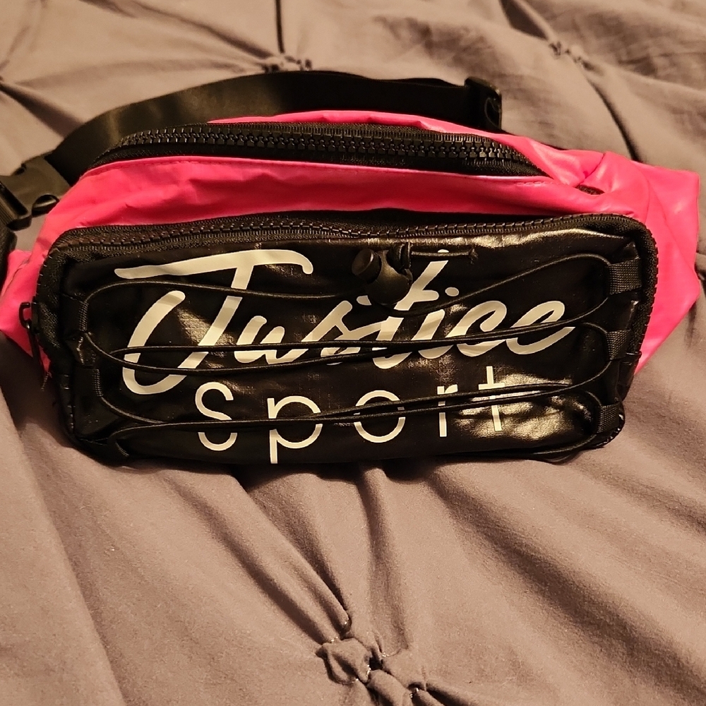 💚Justice Sport Pink and Black Waist Pack